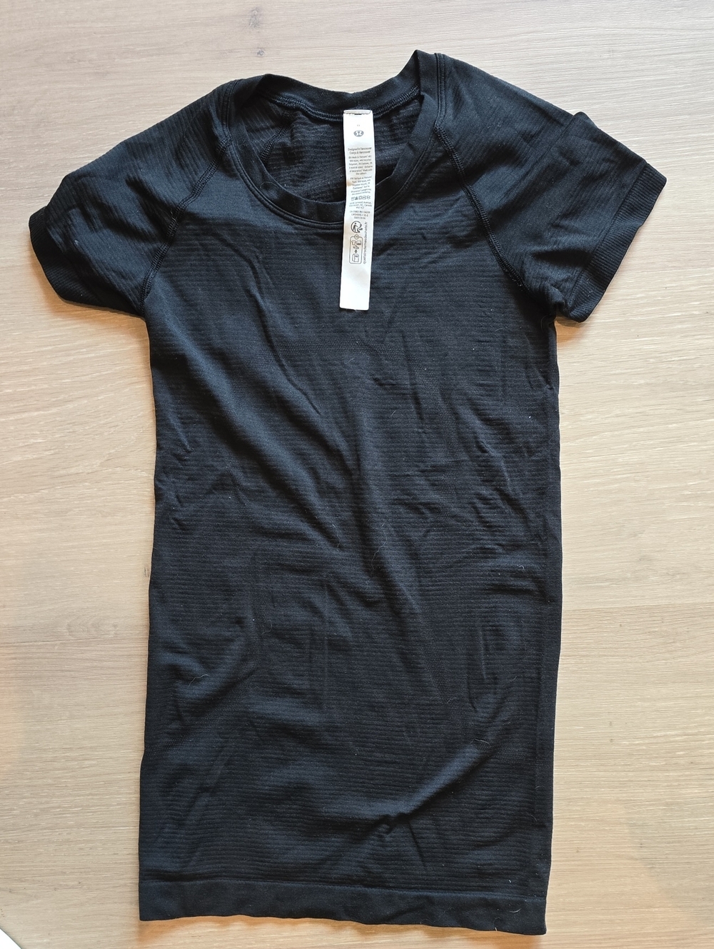 lululemon athletica Black Ribbed Short Sleeve Tee